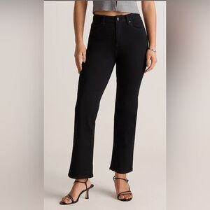 QUINCE Stretch High Rise Straight Jeans Organic Cotton Blend Black Size 26